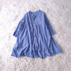 サマンサモスモスSM2 フリルネックスキッパーシャツ Fシャーリングスリーブ