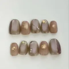 No.12 シアーベージュ×マグネット　ニュアンスネイルチップ