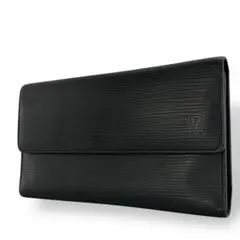 良品　ヴィトン エピ 長財布 ポルトトレゾールインターナショナル　三つ折り　黒