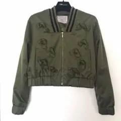 カーキ ブルゾン リボン カレッジ ボンバー ジャケット ライン KIKKA