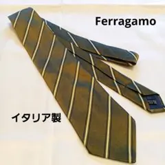 Ferragamo イタリア製 シルクネクタイ ストライプ柄