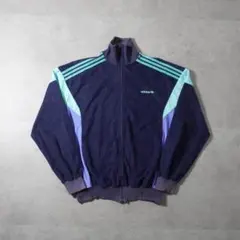80s 90s adidas 万国旗タグ ベロア トラックジャケット ネイビーL