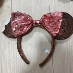 バレンタインディズニー カチューシャ ブラウン耳 ピンクリボン