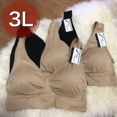ノンワイヤー ブラジャー 3枚セット　3L ブラック ベージュ　XXL