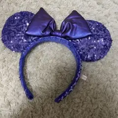 ミニーマウス カチューシャ 紫 スパンコール