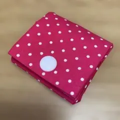 水玉 模様 布製 小銭入れ 濃いピンク ドット コインケース ハンドメイド