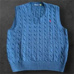 【2021年製/現行】ポロラルフローレン ケーブルニットベスト XL ネイビー