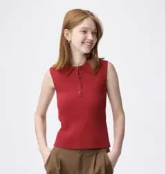 GU 2ピースリブニットポロシャツ　L Lサイズ人気商品