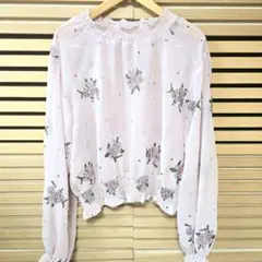 w closet 花柄刺繍 シアーブラウス ピンク Fのサムネイル
