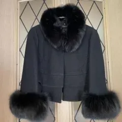 極美品✨️TO BE CHIC ブルーフォックスファー ボレロ ショートコート フォックスファートリム・レースボレロ - ネイビーブルー – CHIE