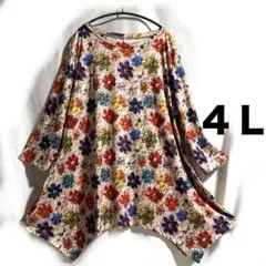 新品【４Ｌ大きいサイズ】可愛い♡花柄プリントチュニック