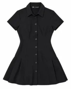 ZARA ブラック シャツミニワンピース S