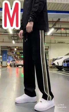 サイドライン 　韓国　男女兼用　ストリート パンツ モード ジャージ