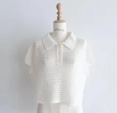 シールームリン PAPER KNIT HOLE POLOトップスのサムネイル