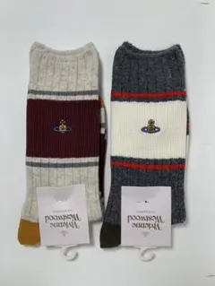 ヴィヴィアンウエストウッド レディースワッフルボーダークルーソックス2点新品