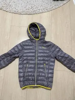 Puma フード付きダウンジャケット M グレー/イエロー