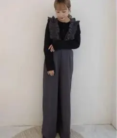 【新品未使用】しまむら✖️miyu フリル オーバーオール　グレー　S