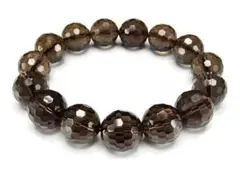 茶水晶スモーキークォーツ大玉128面カット約14mmAAA±天然石数珠ブレスレッ