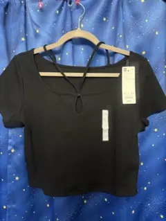 ジーユー/ネックストラップT/半袖カットソー/新品タグ付き/ブラック/XL