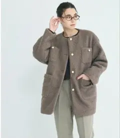 ☆タグ付き新品☆cocaプードル金釦ノーカラーコートSサイズ