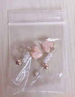 新品☆ハート型ピアス ピンク パール付き