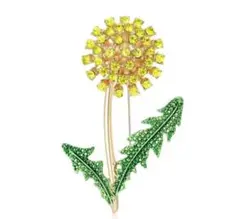 タンポポ ブローチ 花 ライトストーン アクセサリー ピンバッジ