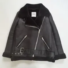 ZARA フェイクムートン ダブルライダース ボアジャケット ボア B-3