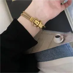 ゴールド 316lステンレス ブレスレット ベルト バックル #C79-3