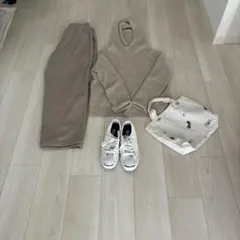 evam eva vieカシミヤフードセーター パーカー　ベージュ（訳あり）