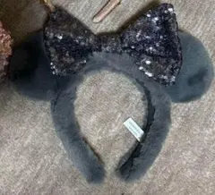 グレー リボン付き耳あて