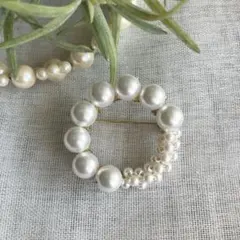 A3 タンバリンサークル　ブローチ　淡水パール　卒業式卒園式　入学式入園式