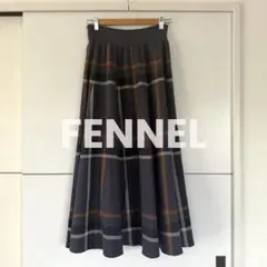 FENNEL チェック柄フレアロングスカート 9号