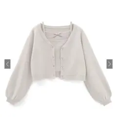 グレイル　ビジューカーディガン×リボンキャミソールニットアンサンブル　GU