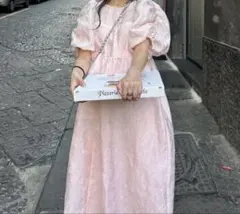 ANDRESD bubble sleeve jacquard dress