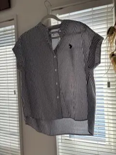 POLO ストライプ 半袖シャツ ロゴ刺繍