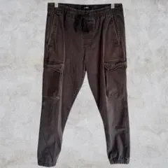 プルアンドベア【M】カーゴジョガーパンツ グレー 裾リブ ウエストゴム 綿