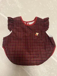 ファミリアチェック　赤　お食事エプロン　スタイ