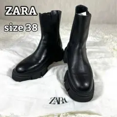 ☆専用☆ZARA ブラック サイドゴアブーツ 38　トラックソール