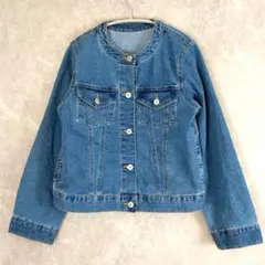 【ドレスキップ】 ノーカラー デニムジャケット M シューラルーのサムネイル