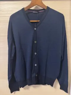JOHN SMEDLEY ネイビー カーディガン XL ボーダー