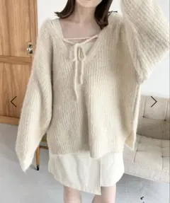 2WAYメランジプルオーバー アイボリー