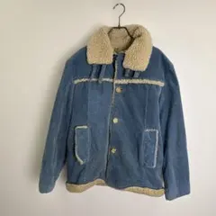 R00387 J.C.Penny ブルー　ボア　コーデュロイジャケット