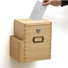 의견함, 열쇠가 달린 설문지 상자, 제출 상자, 나무 오동나무, 벽걸이