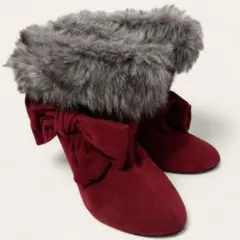 ファー付きバーガンディブーツサイズLL