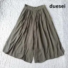 【ドュエセイ】ワイドパンツ　ガウチョパンツ　カーキ　ウエストゴム　楽ちん