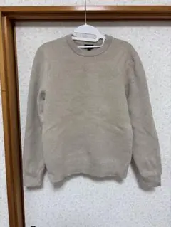 ウォッシャブルストレッチミラノリブクルーネックセーター　ベージュ　Sサイズ