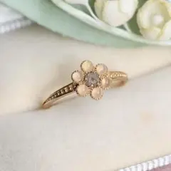 天然タンザナイト×ムーンストーン フラワーデザイン S925銀 14KGPリング