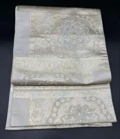 シルバー 幾何学模様 花柄 袋帯 - メルカリ