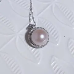 ★本真珠★さくら色♡天然無染色淡水パールΦ14mm贅沢大粒S925ネックレス