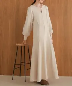 新品タグ付きbab フレアーライン長袖オーガンジーワンピース定価6600